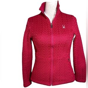 Women's Spyder Major Core Sweater Red Cable Knit Full Zip Sweatshirt Jacket-M